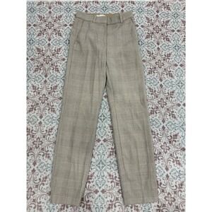 HM Beige Glen Plaid Ankle Dress Pants High Waist Tapered Trousers Womens Size 2